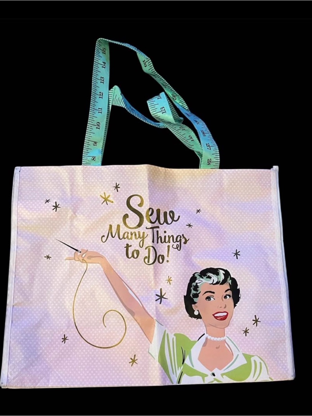 Jo-Ann Sew Many Things To Do Reusable Sewing Craft Tote Bag Measuring Tape
